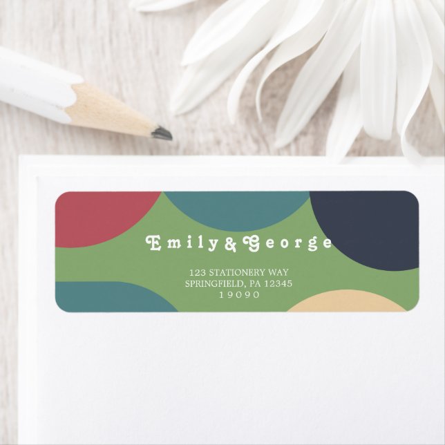 Modern Groovy Colourful Retro Return Address (Insitu)