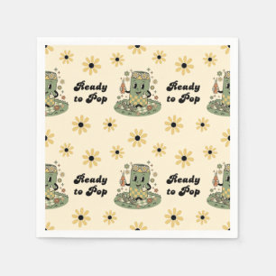 Modern Groovy Daisy Sage Green She's Ready to Pop Napkin