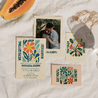 Modern Groovy Floral Colourful Retro Bold Wedding