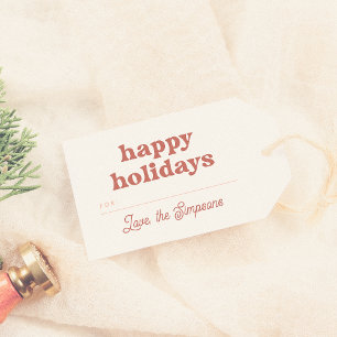 Modern Groovy Happy Holidays Christmas Gift Tags