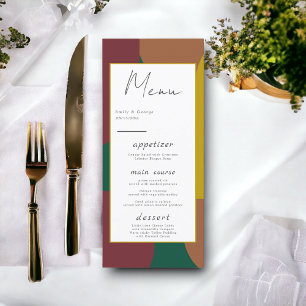 Modern Groovy Retro 70's Colourful Abstract Weddin Menu