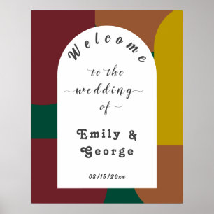 Modern Groovy Retro 70's Colourful Abstract Weddin Poster