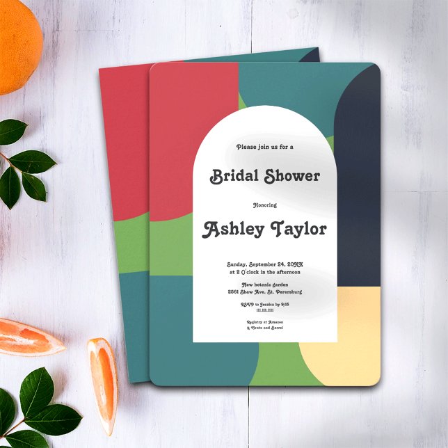 Modern Groovy Retro Colourful Bridal Shower Invitation (Creator Uploaded)