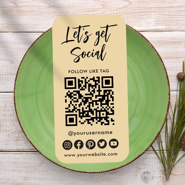 Modern Groovy Social Media QR Code Connect With Us Business Card (Creator Uploaded)