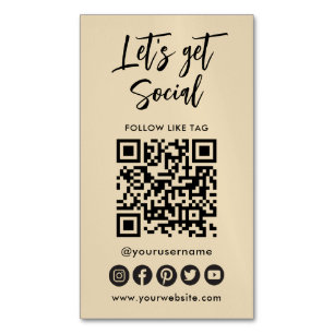 Modern Groovy Social Media QR Code Connect With Us Magnetic Business Card