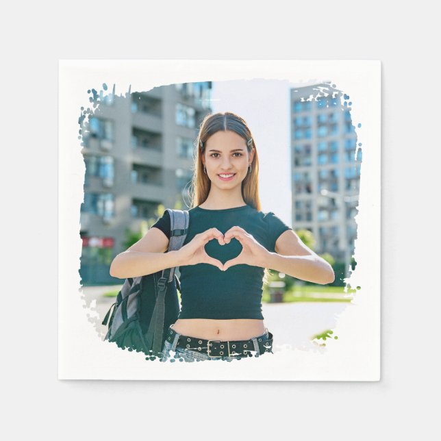 Modern Grunge Border Photo Napkin (Front)