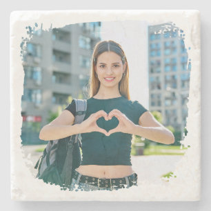 Modern Grunge Border Photo Stone Coaster