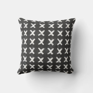 Modern Grunge Chalkboard cross marks pattern Throw Pillow