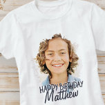 Modern Grunge Cool Custom Photo Birthday Greeting T-Shirt<br><div class="desc">Design is modern and simple. Add a custom photo of the birthday celebrant and add his/her name,  add a custom message</div>