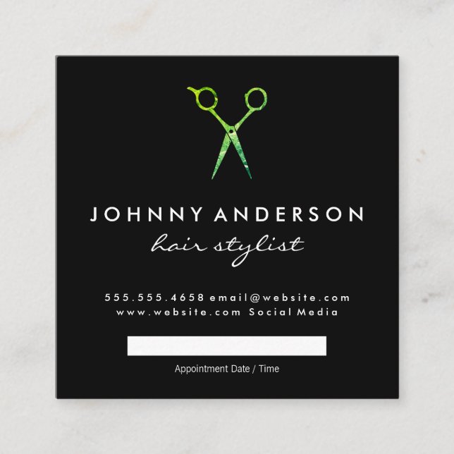 Modern Grunge Green Scissors Appointment (Front)