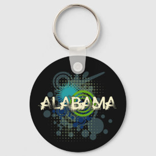 Modern Grunge Halftone Alabama Keychain Dark