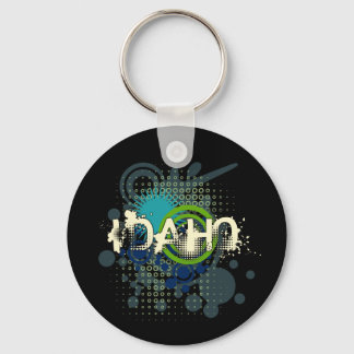 Modern Grunge Halftone Idaho Keychain Dark