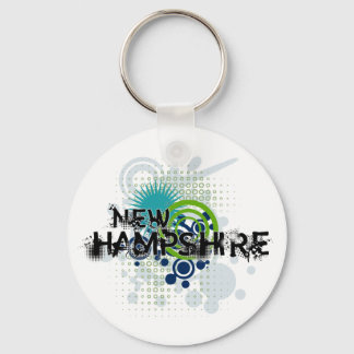 Modern Grunge Halftone New Hampshire Keychain