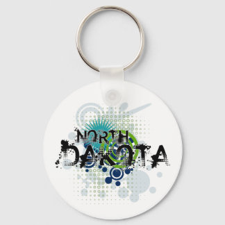 Modern Grunge Halftone North Dakota Keychain