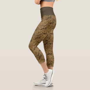 Modern Grunge Leaf Pattern - Capri Leggings