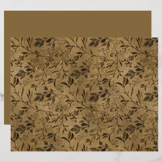 Modern Grunge Leaf Pattern Scrapbook Paper (Front/Back)