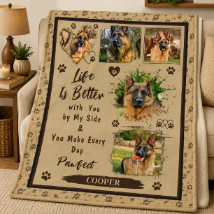 Modern Grunge Photo Collage Paws Pet Lover Gift Fleece Blanket