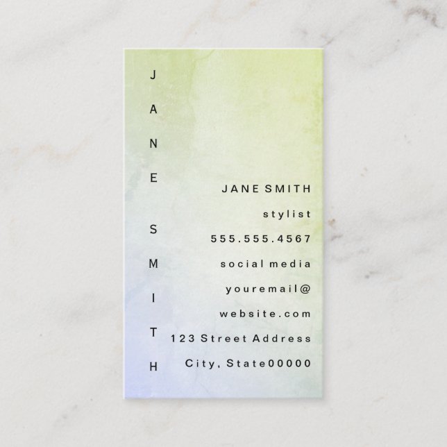 Modern Grunge with Vertical Text Business Card (Front)