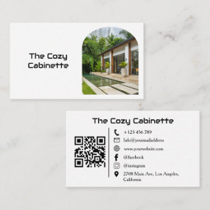 Modern Guest House Vacation Rental QR Code Photo Business Card