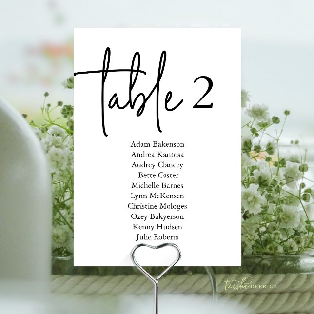 Modern Guest Seating Chart Table N, Wedding Dinner Table Number (Modern Guest Seating Chart Table N, Wedding Dinner Table Number Card)