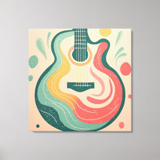 Modern Guitar Abstract Geometric Shapes Canvas Print