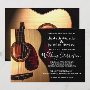 Modern Guitar Musical Hand Lettered Wedding Invitation