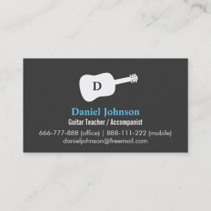 Modern Guitar Silhouette Musician Dark Grey Business Card