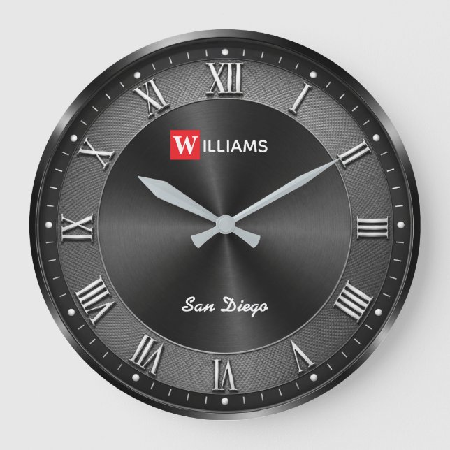 Modern Gunmetal Black Luxury  Large Clock (Front)