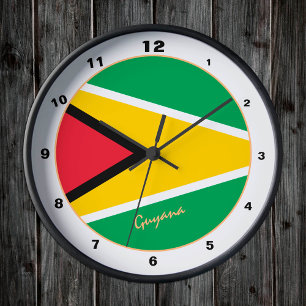 Modern Guyana design, Guyana flag trendy Home Round Clock