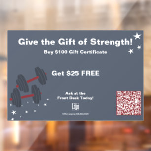 Modern Gym Christmas Gift Certificate Promotion Window Cling