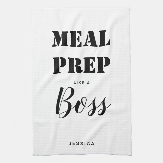 Modern Gym Healthy Cooking Meal Prep Like A Boss Kitchen Towel (Vertical)