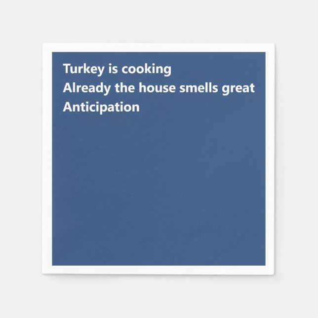 Modern Haiku Poem Minimal Blue Thanksgiving Napkin (Front)