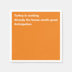 Modern Haiku Poem Minimal Orange Thanksgiving Napkin