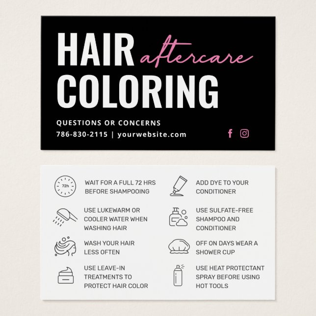 Modern Hair Colouring Aftercare Business Card (Front & Back)