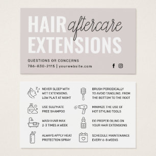 Modern Hair Extensions Aftercare Business Card