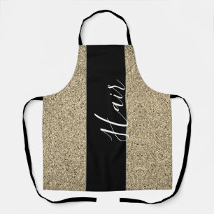 Modern Hair Salon Black Gold Glitter Womens Apron