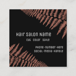 Modern Hair Salon   Mauve Ferns - Square Business Card