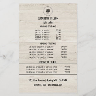 Modern Hair Salon Service  Card – Wood Background
