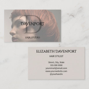 Modern Hair Studio Photo Monogram Business Card