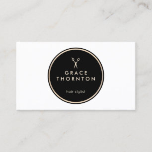 Modern Hair Stylist Black and White Salon Business Card