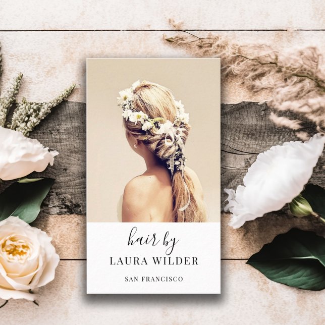 Modern Hair Stylist Photo Business Card (Creator Uploaded)