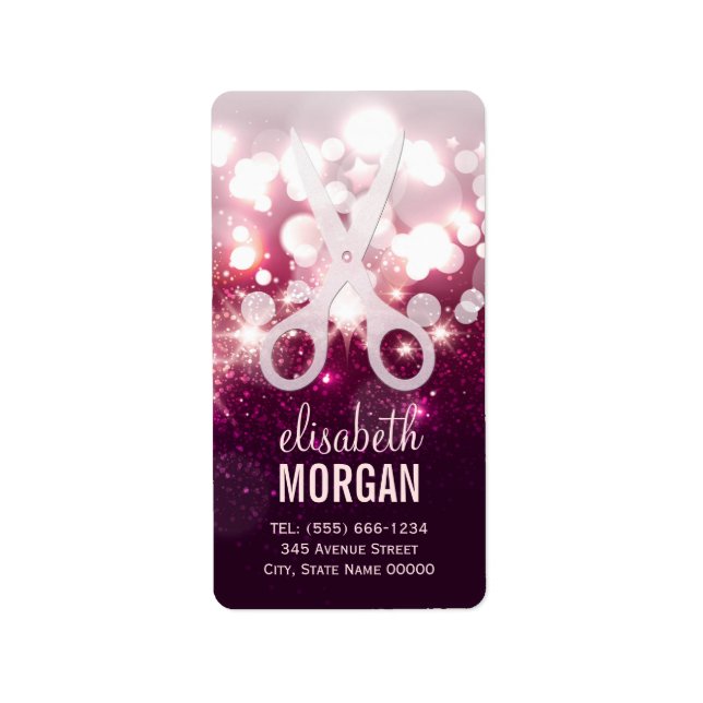 Modern Hair Stylist - Pink Glitter Sparkle Label (Front)
