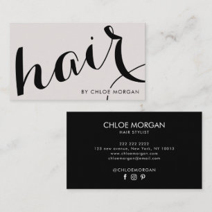 Modern hair stylist script pearl pink  business card