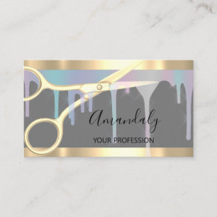 Modern Hairdresser Stylist Coiffeur Gold Scissors Business Card