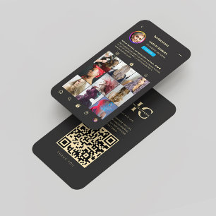 Modern Hairstylist Black Monogram Instagram Business Card