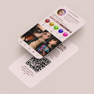 Modern Hairstylist Monogram Pink Instagram Business Card