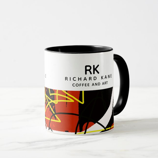 Modern Half-Abstract Art Mug with Name (Front Right)