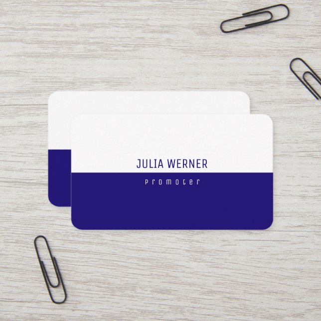 Modern Half-Blue Half-Clear Promoter Business Card (Front/Back In Situ)
