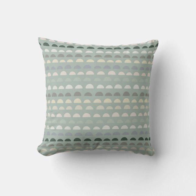Modern Half Circle Abstract Pattern Sage Green Outdoor Pillow (Front)