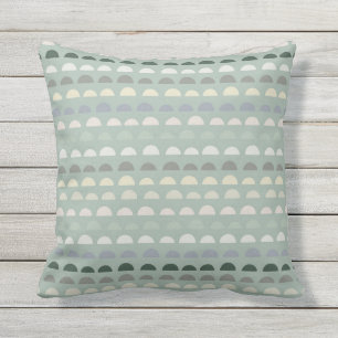 Modern Half Circle Abstract Pattern Sage Green Outdoor Pillow